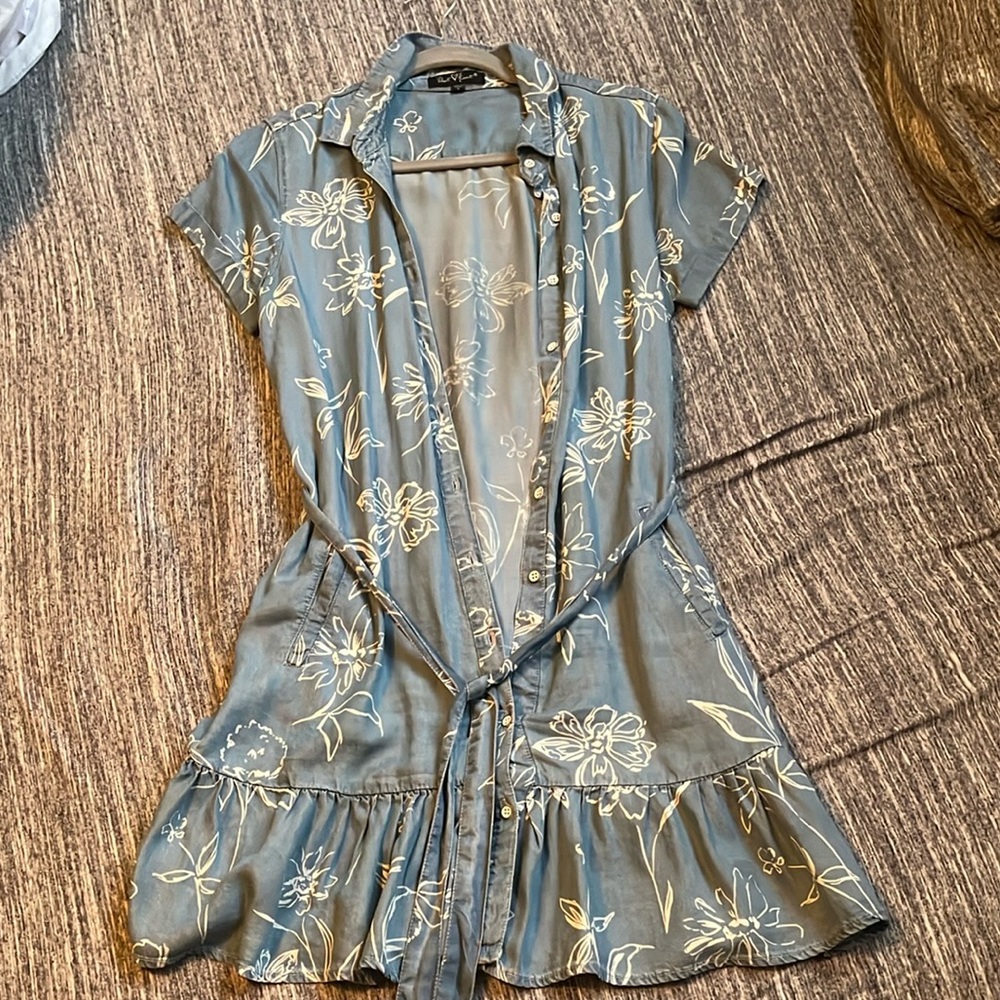 Blue Floral Shirt Dress